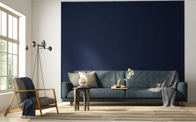 Chevron Texture Midnight Blue by Schumacher Handcrafted Textured Wallcovering – Schumacher 5005654