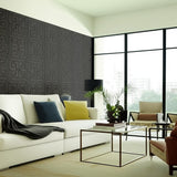 Greek Key Sisal Jet by Schumacher Modern Glamour Handcrafted Wallpaper – 5005692