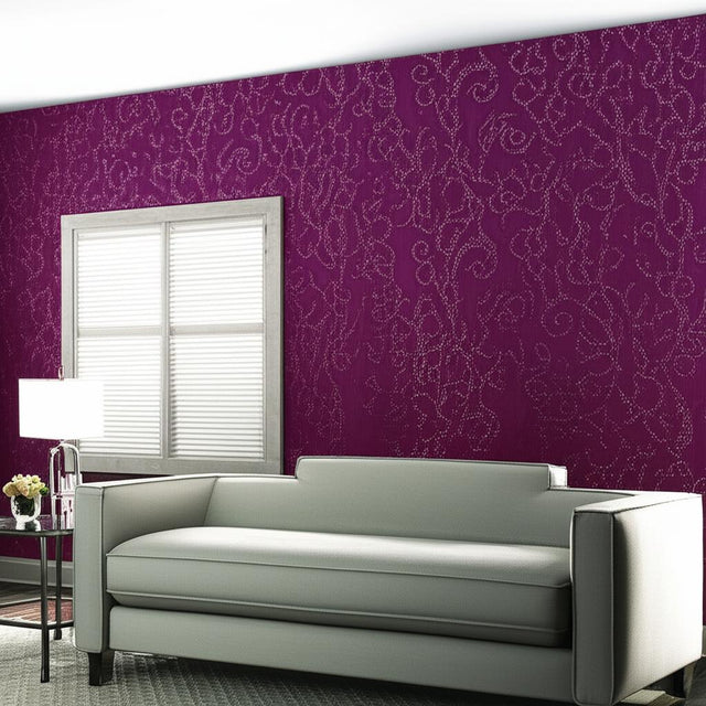 Raindrop Scroll Amethyst by Schumacher Handcrafted Wallcovering – Schumacher 5005700