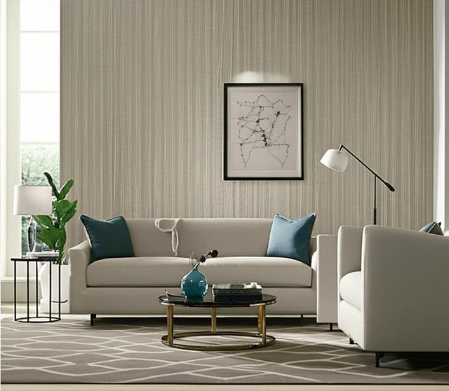 Metallic Strie Silvered Taupe by Schumacher Handcrafted Wallcovering – Schumacher 5005711