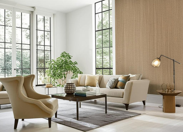 Metallic Strie Sable by Schumacher Handcrafted Wallcovering – Schumacher 5005712