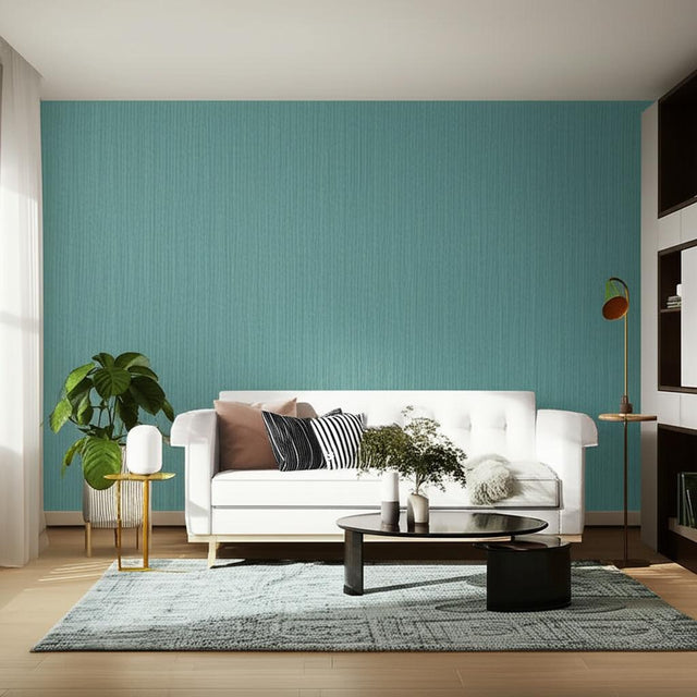 Metallic Strie Turquoise Handcrafted Wallcovering – Schumacher 5005713