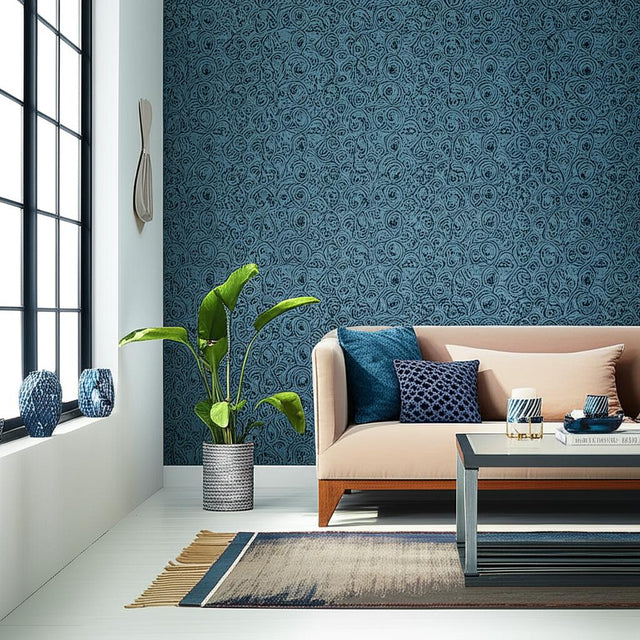 Beaded Scroll Peacock by Schumacher Handcrafted Modern Glamour Wallcovering – Schumacher 5005722