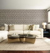 Imperial Trellis II Java and Cream by Schumacher – Kelly Wearstler Geometric Trellis Wallpaper 5005803