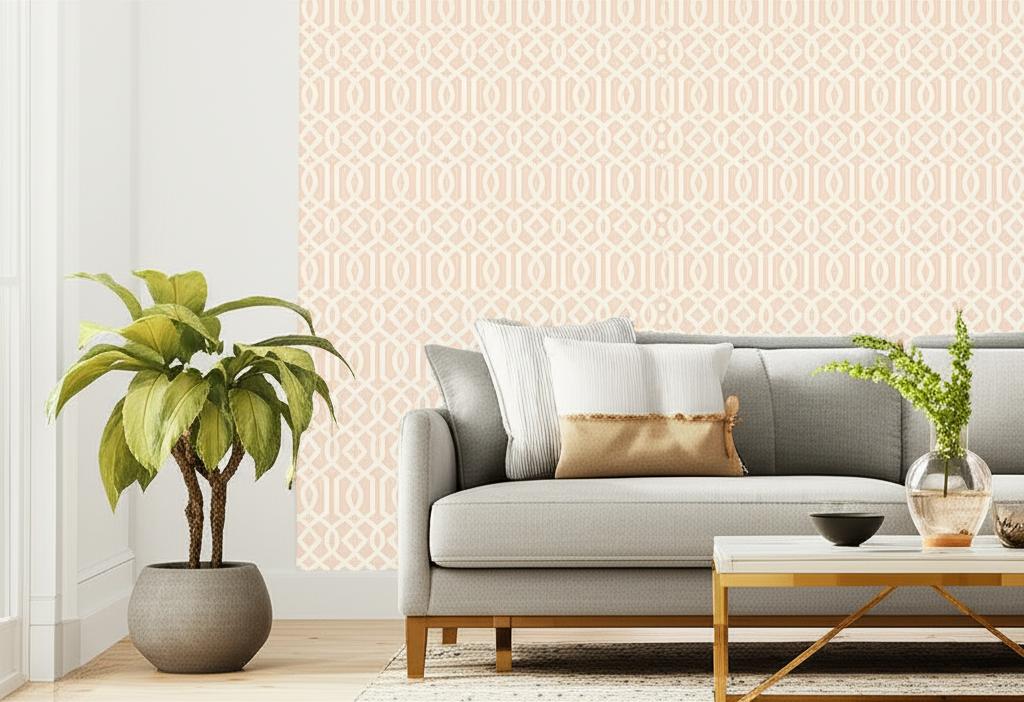 Imperial Trellis II Blush by Kelly Wearstler Geometric Trellis Wallpaper – Schumacher 5005806