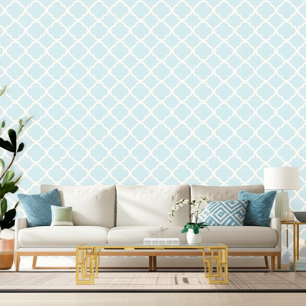 Morocco Sky by Schumacher Geometric Quatrefoil Wallpaper – Schumacher 5005871