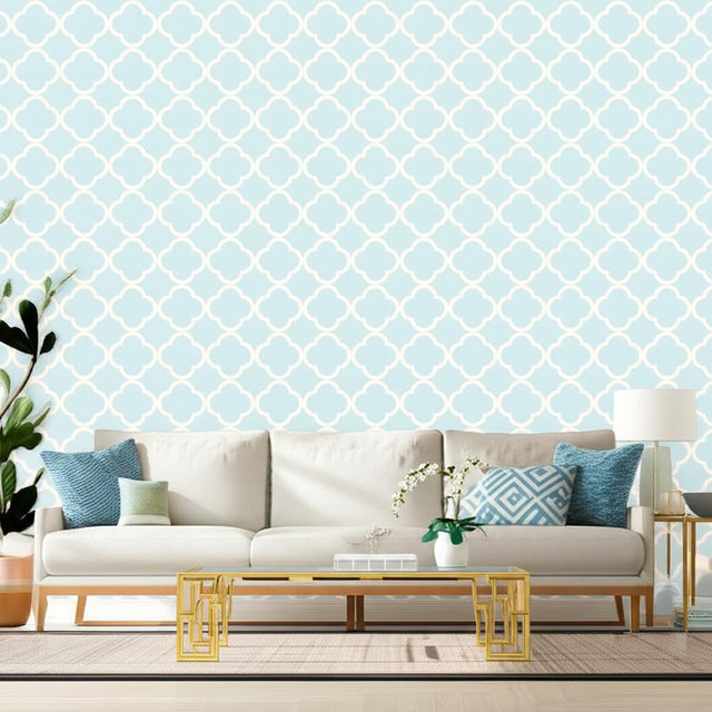 Morocco Sky by Schumacher Geometric Quatrefoil Wallpaper – Schumacher 5005871
