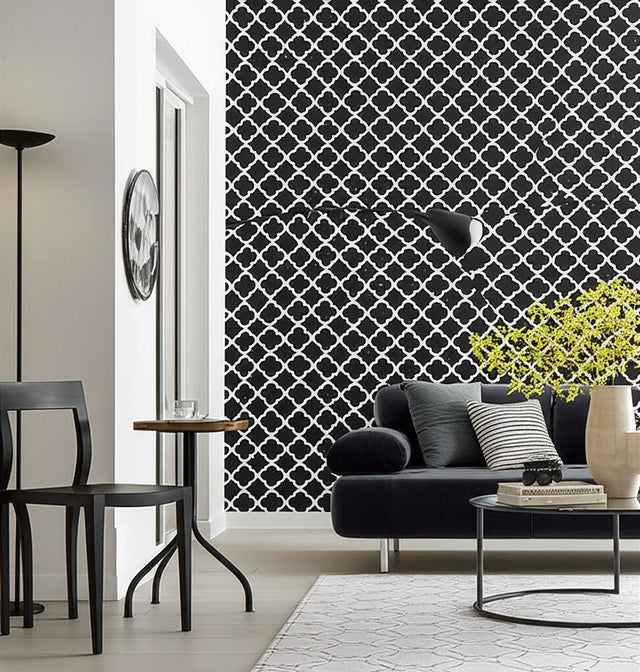 Morocco Black Geometric Wallpaper – Schumacher 5005876