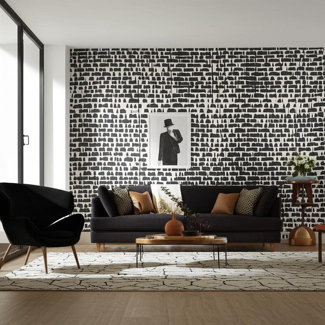 Queen of Spain Black by Schumacher Painterly Abstract Wallpaper – Schumacher 5005881