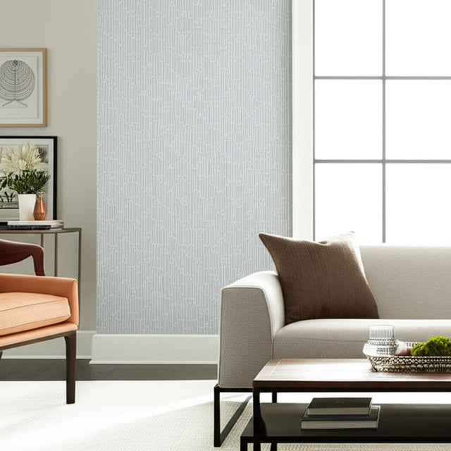 Metropolitan Fret Moonstone by Schumacher Geometric Glass Bead Wallpaper – Schumacher 5005891