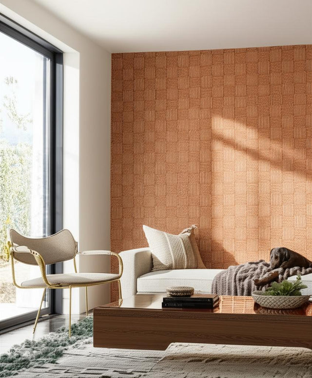 Metropolitan Fret Amber by Schumacher Geometric Glass Bead Wallpaper – Schumacher 5005893