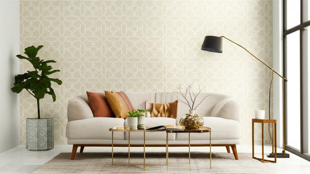 Cordoba Flax by Schumacher Moorish Tile Geometric Wallpaper – Schumacher 5005920