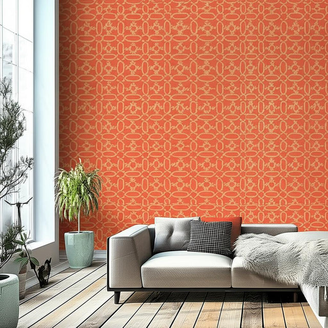 Cordoba Cinnabar by Schumacher Moorish Tile Geometric Wallpaper – Schumacher 5005923