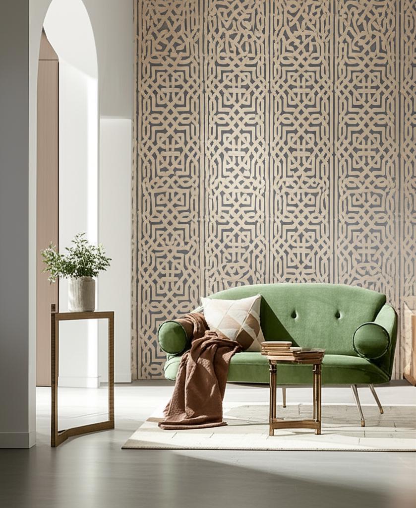 Malaga Graphite Metallic Geometric Wallpaper – Schumacher 5005933