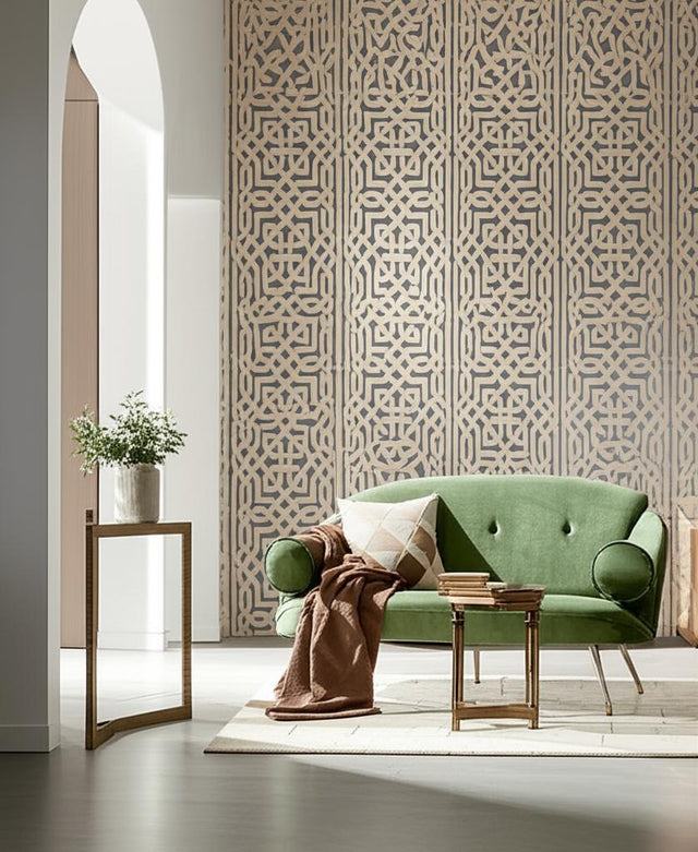Malaga Graphite Metallic Geometric Wallpaper – Schumacher 5005933