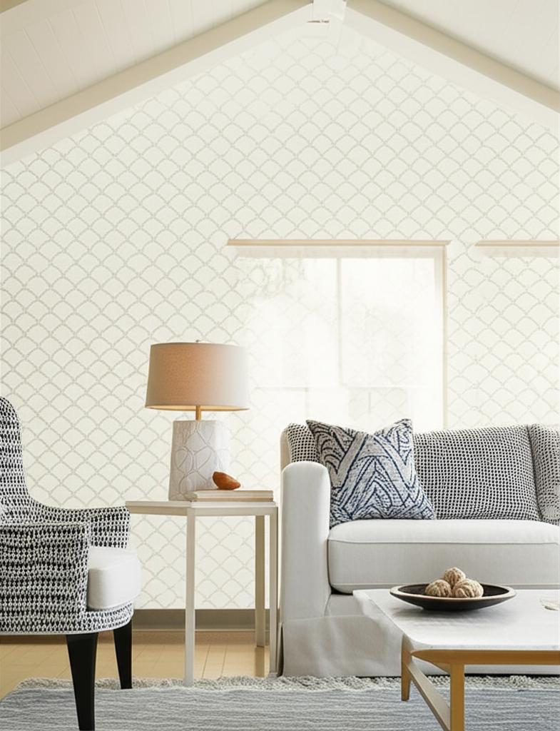 Costa Del Sol Mist by Schumacher Geometric Wallpaper – Byzantium Collection 5005941