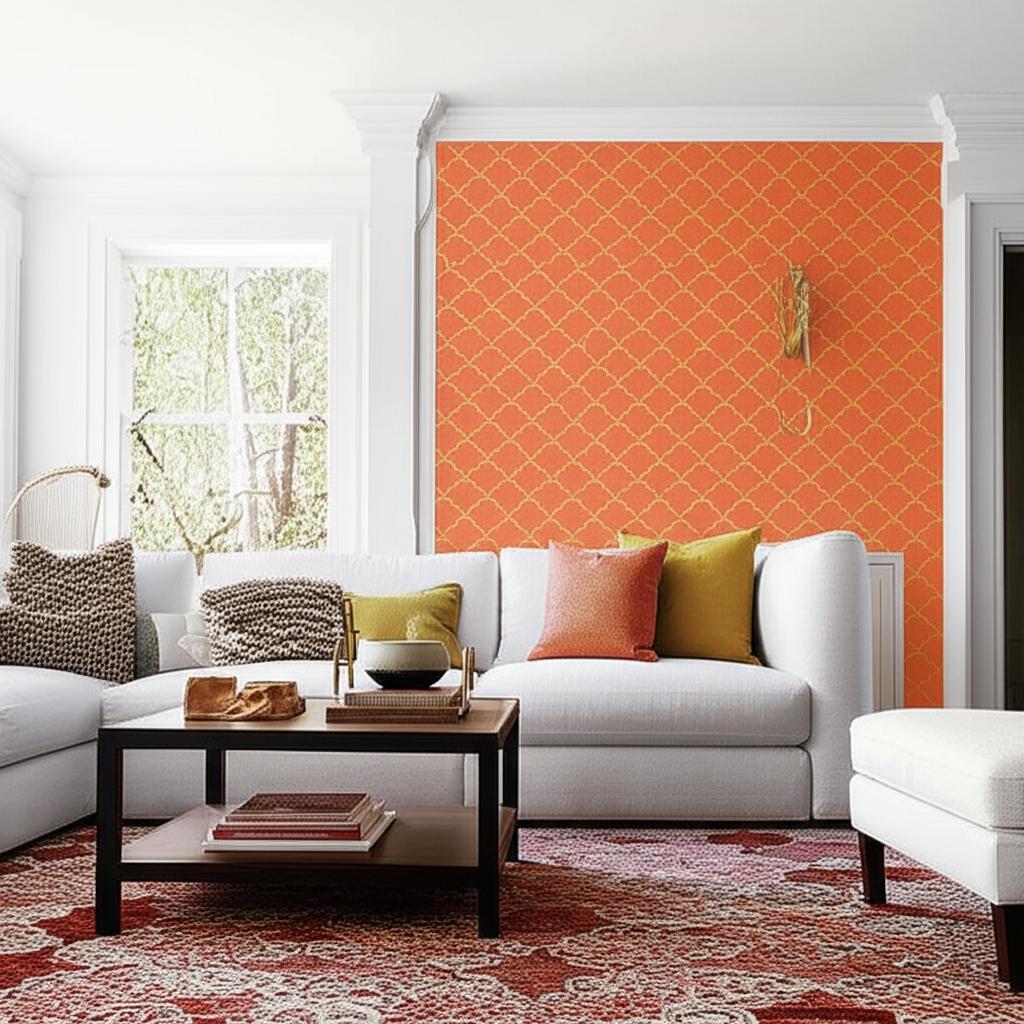Costa Del Sol Cinnabar by Schumacher Bold Geometric Wallpaper – Byzantium Collection 5005943