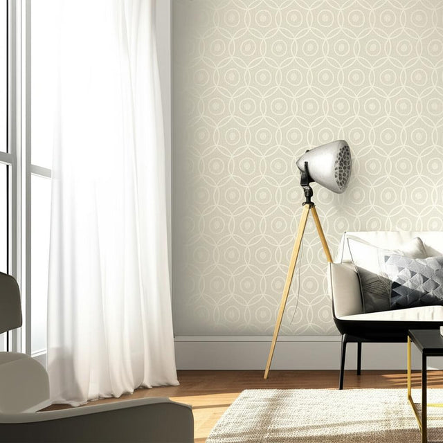 Alcazaba Bisque Geometric Metallic Wallpaper by Schumacher – Byzantium Collection 5005951