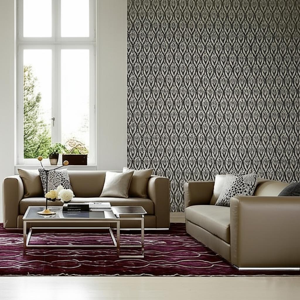 TOKAT Graphite by Schumacher Byzantium Collection Ikat-Inspired Wallpaper – Schumacher 5005982