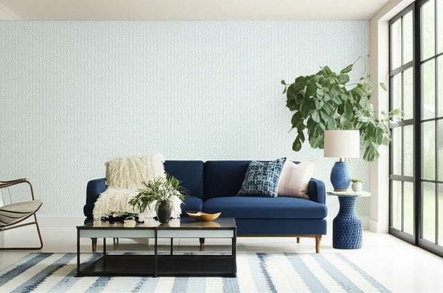 Kasari Ikat Sky by Schumacher Modern Ikat Zigzag Wallpaper – Schumacher 5005992