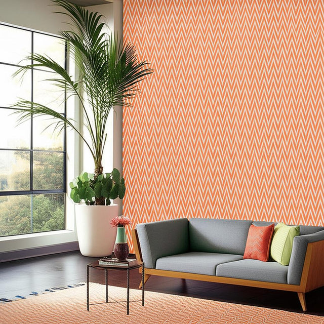 Kasari Ikat Terra Cotta by Schumacher Bold Zigzag Ikat Wallpaper – Schumacher 5005994