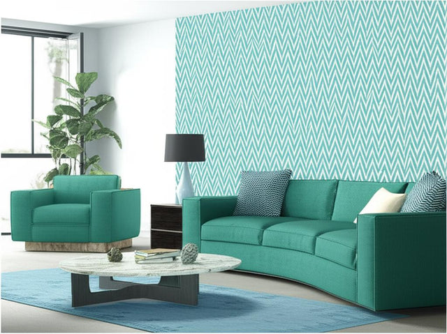 Kasari Ikat Azure by Schumacher Modern Ikat Zigzag Wallpaper – Schumacher 5005995
