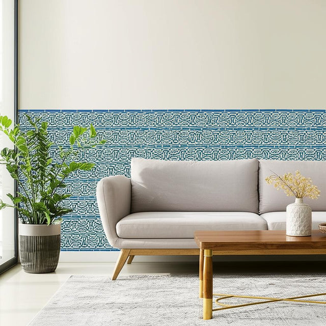 Darro Mosaic Border Aegean by Schumacher Geometric Wallcovering Border – Schumacher 5006020