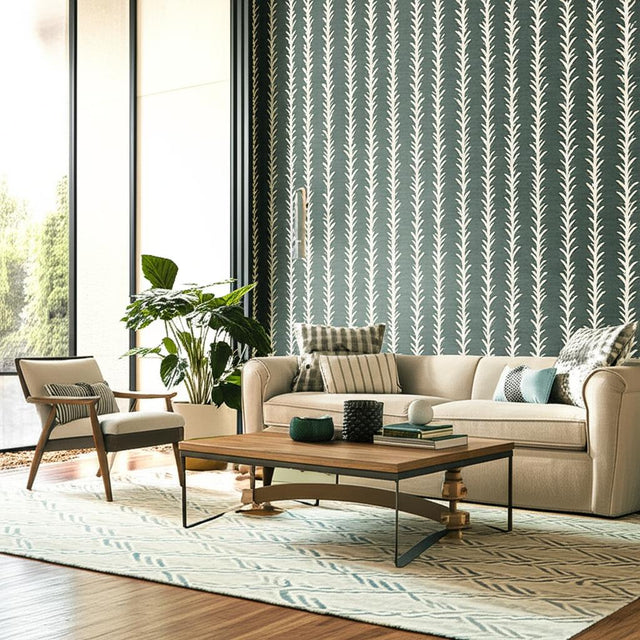 Acanthus Stripe Sisal Shadow by Schumacher – Celerie Kemble Designer Wallpaper 5006050