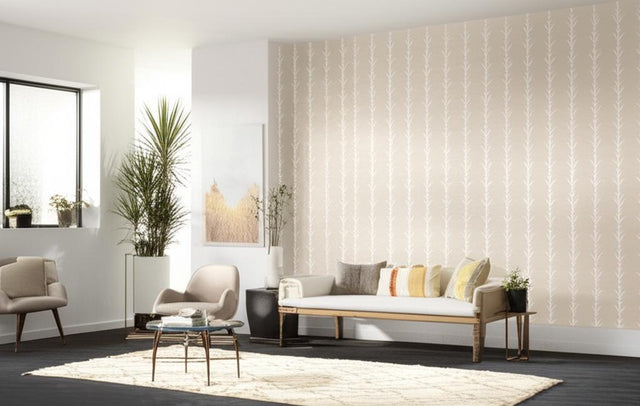 Acanthus Stripe Sisal Fog & Chalk by Schumacher – Celerie Kemble Designer Wallpaper 5006052