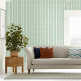 Acanthus Stripe Sisal Seaglass & Chalk by Celerie Kemble Wallpaper – Schumacher 5006053