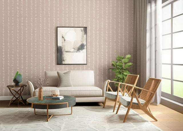 Acanthus Stripe Sisal Haze by Schumacher Designer Wallpaper – Celerie Kemble 5006055