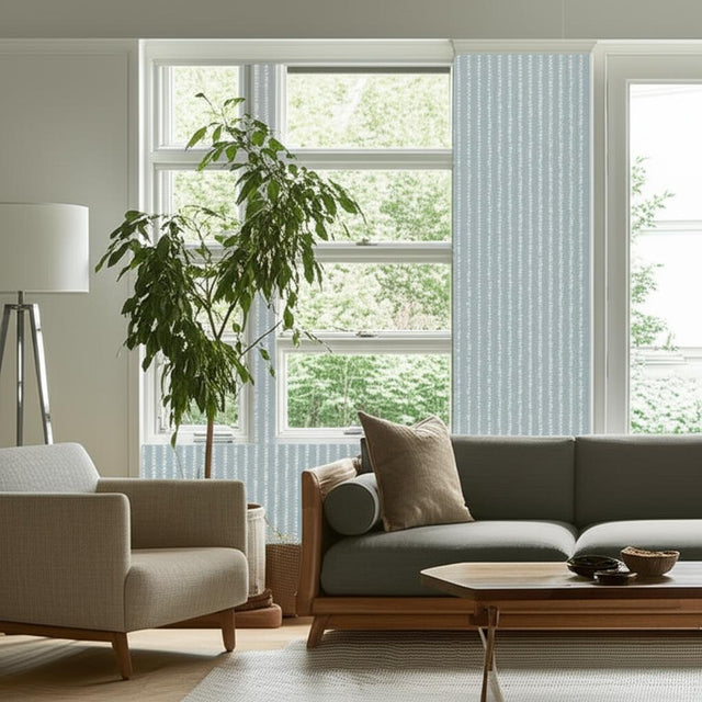 Acanthus Stripe Sisal Chambray by Schumacher – Celerie Kemble Designer Wallpaper – 5006056