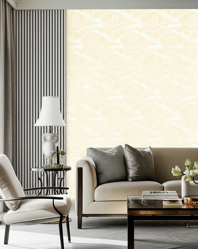 Cirrus Clouds Sisal Blanched by Celerie Kemble Hand-Screened Wallpaper – Schumacher 5006061