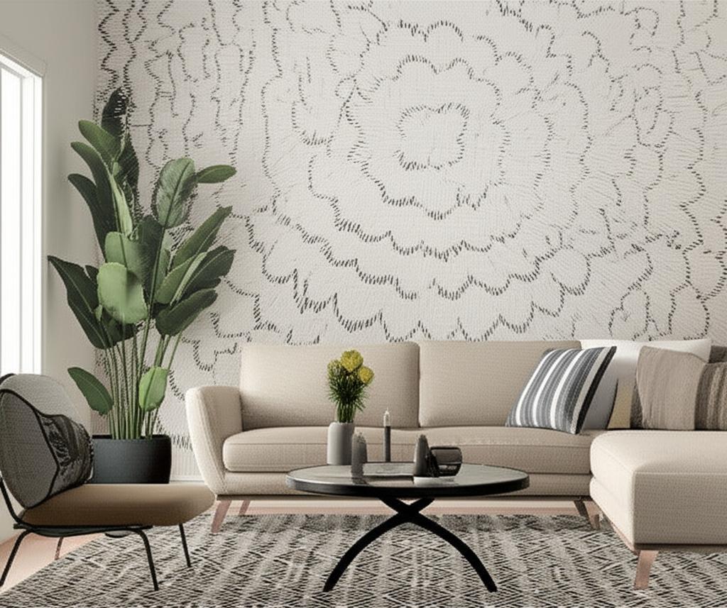 Feather Bloom Sisal Dove by Celerie Kemble Schumacher Wallpaper – 5006070