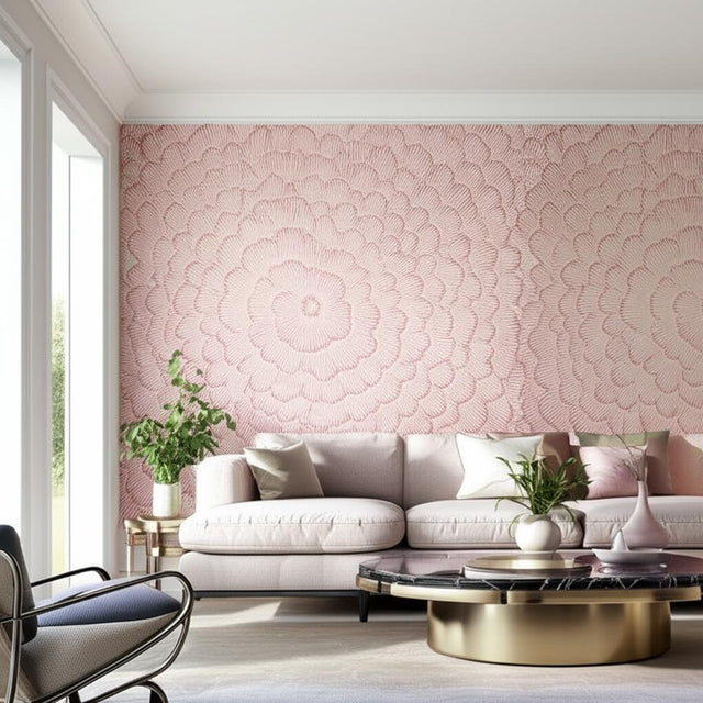 Feather Bloom Sisal Venetian Pink by Celerie Kemble Hand-Printed Textural Wallpaper – Schumacher 5006075