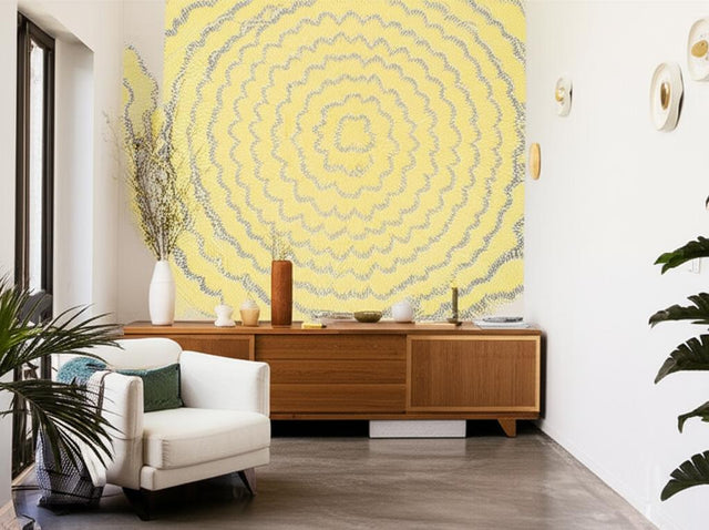 Feather Bloom Sisal Sun & Fog by Celerie Kemble Designer Wallpaper – Schumacher 5006077