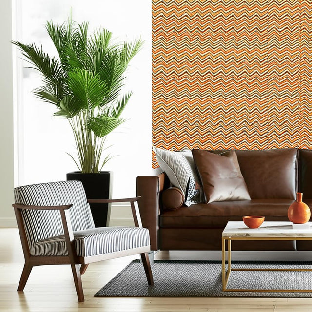 Flame Sisal Zippity Doo Dah by Celerie Kemble Multicolored Bargello Sisal Wallpaper – Schumacher 5006080