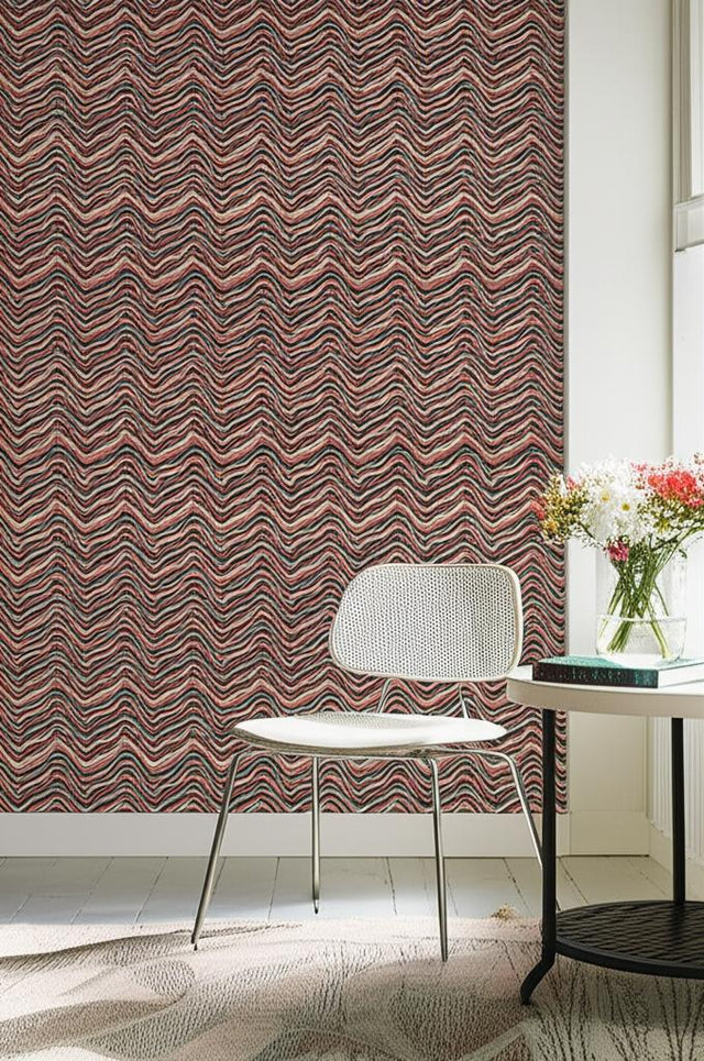 Flame Sisal CHA-CHA Multicolored Sisal Wallpaper by Schumacher – Celerie Kemble 5006082