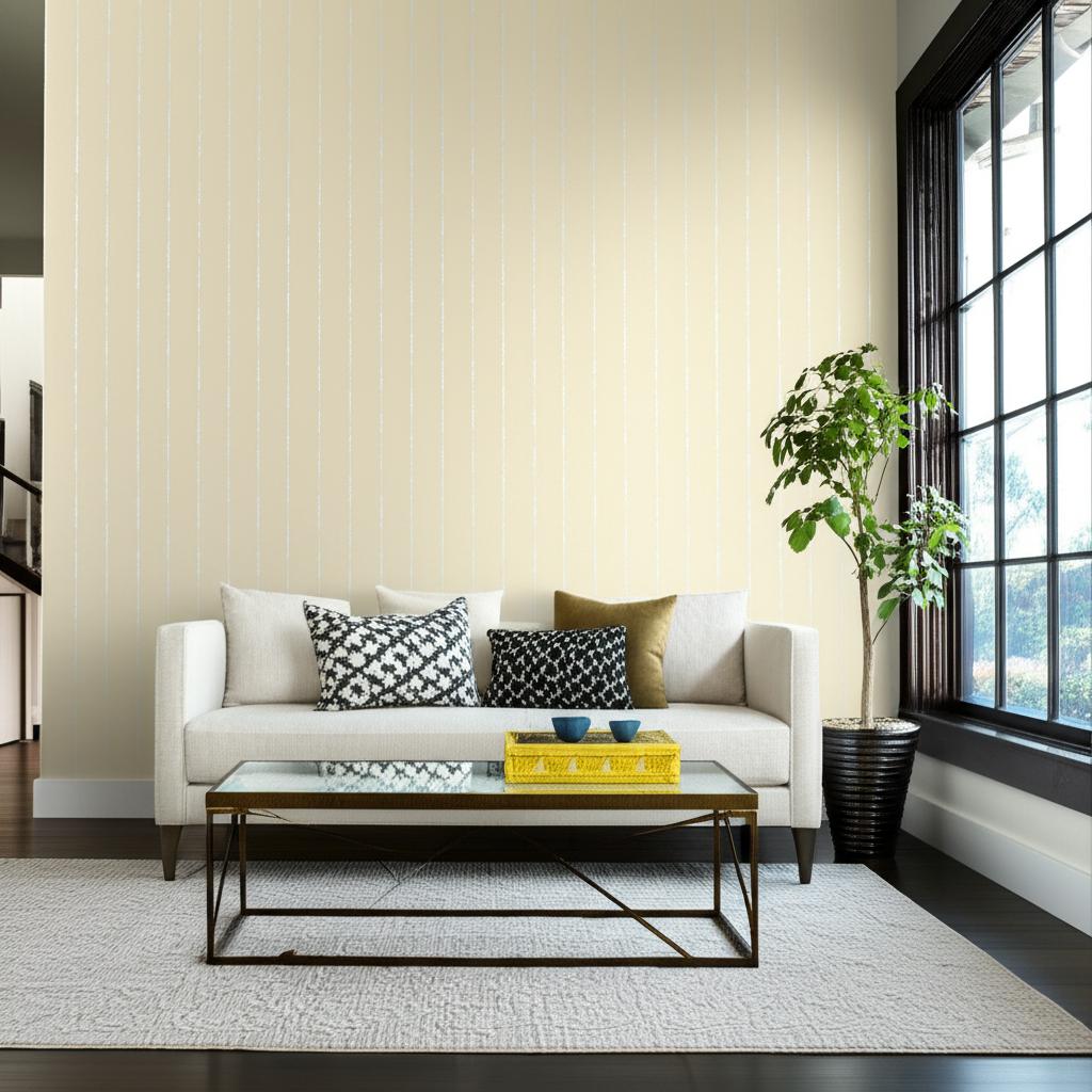 Stud Stripe Ivory Silver by Celerie Kemble Modern Wallpaper – Schumacher 5006110