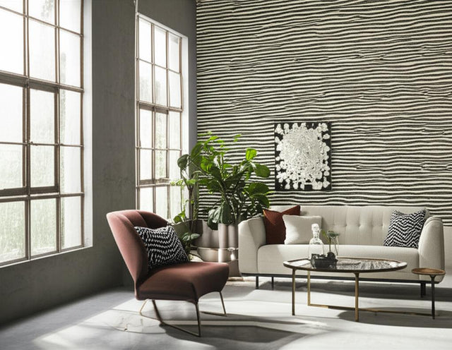 Ripple Sisal Zebra by Celerie Kemble Hand-Printed Sisal Wallpaper – Schumacher 5006132
