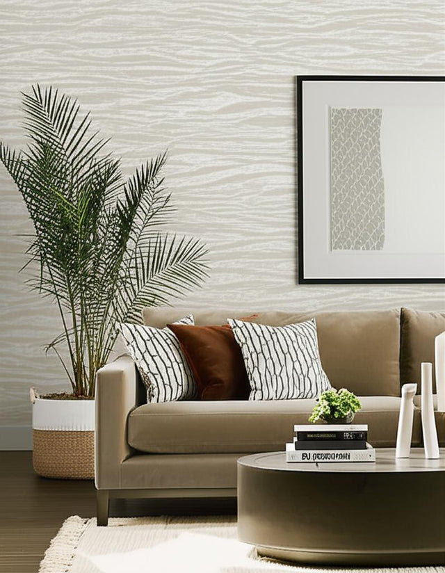 Ripple Sisal Fog & Chalk by Celerie Kemble Hand-Printed Sisal Wallpaper – Schumacher 5006133