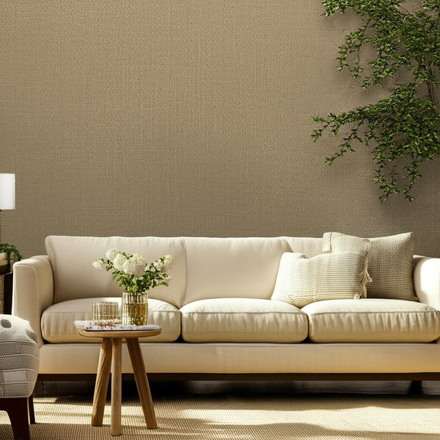 Harshaw Pinstripe Sisal Tan by Schumacher Quiet Beauty Collection Wallcovering – Schumacher 5006160