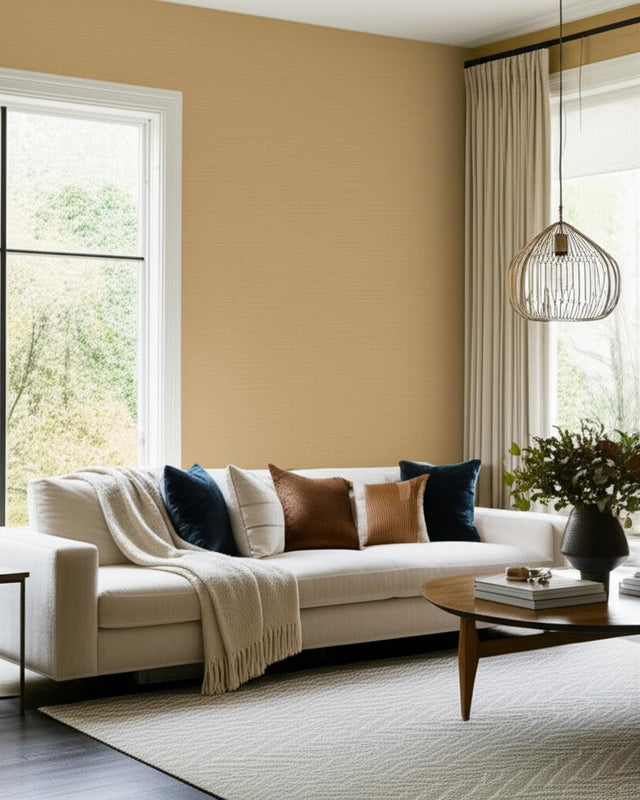 Harshaw Pinstripe Sisal Pecan Luxe Lodge Wallpaper – Schumacher 5006163