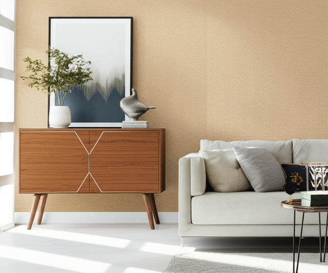 Pearce Herringbone Tan by Schumacher Subtle Herringbone Non-Woven Wallpaper – Schumacher 5006171