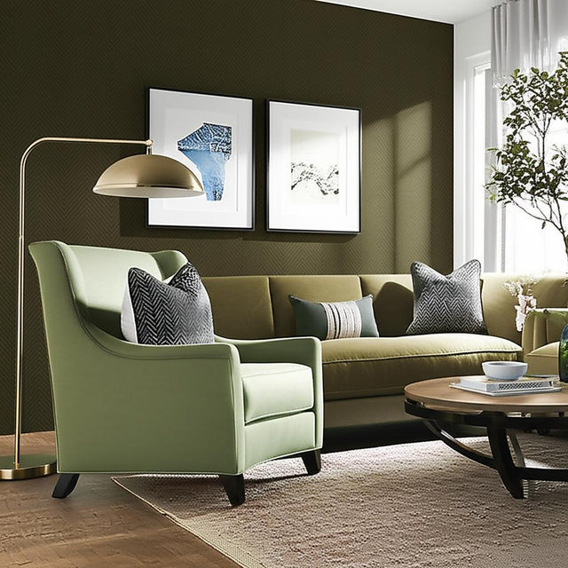 Pearce Herringbone Moss by Schumacher Luxe Lodge Collection Wallpaper – Schumacher 5006173