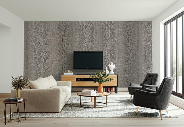 CODY SNAKESKIN Smoke by Schumacher Luxe Lodge Non-Woven Wallpaper – Schumacher 5006232