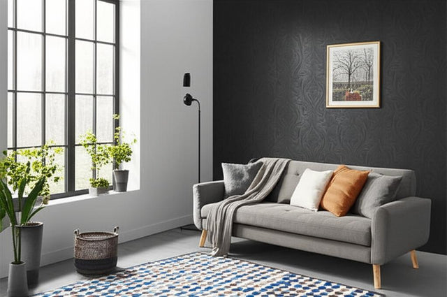 Breckenridge Paisley Charcoal Luxe Lodge Wallpaper – Schumacher 5006243