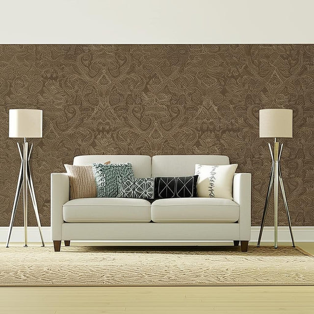Sinclair Paisley Ash by Schumacher Luxe Lodge Wallcovering – Schumacher 5006252