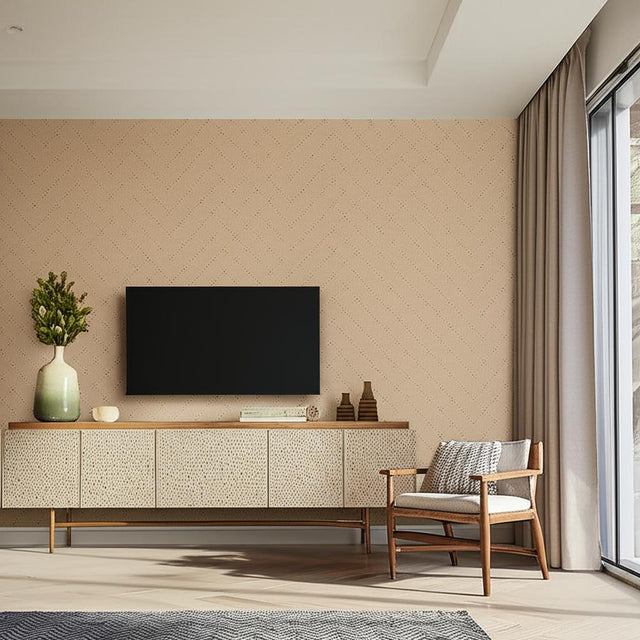 Colton Chevron Natural / Bronze by Schumacher Celerie Kemble Collection Wallcovering – Schumacher 5006281