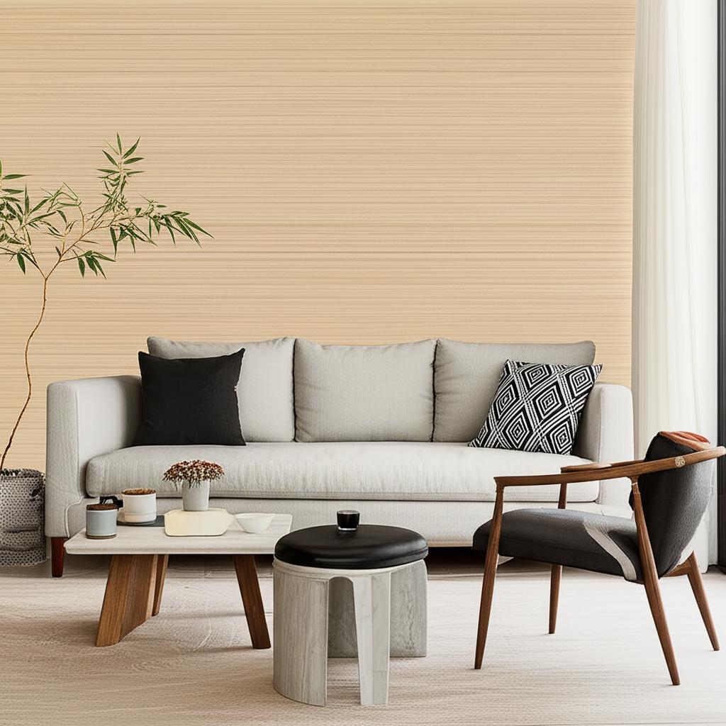 Zen Bamboo Sesame by Schumacher Quiet Beauty Collection Grasscloth Wallpaper – Schumacher 5006400